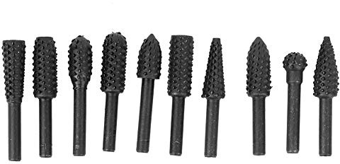 aqxreight Set di Frese Rotanti da 10 Pezzi Lima Elettrica per Raspa per Strumento di Intaglio del Legno Fresa con Gambo da 1/4 Pollice Applicata La Rotativa Pesante, Varie Finiture e l'alta