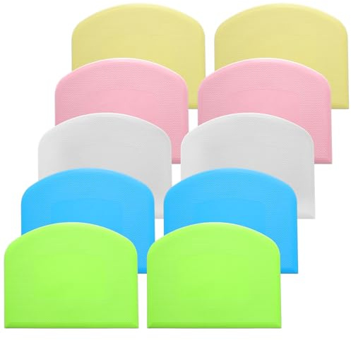 10 Pcs Plastic Bench Scraper for Baking - Bowl Dough Scraper for Bread Cutter - Multifunctional Kitchen food Scrapers Tool with Curved Edge, Cake Baking, Fondant Icing Smoother