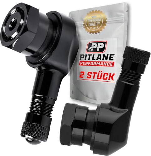 Pitlane Performance 2X Motorrad Winkelventile 90° Autoventile 11,3mm Alu Eckventile für Alufelgen Universal Schrader Ventil Alu TV25AL (Schwarz, 2 Stück)