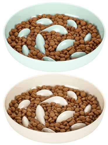 PETTOM Anti Schling Napf Katze, Slow Feeder - 2er Pack | Gesundheitsförderndes Design mit Rutschfestem Boden, Ultra-Dauerhaft & Leicht zu Reinigen, Ideal für Alle Katzengrößen