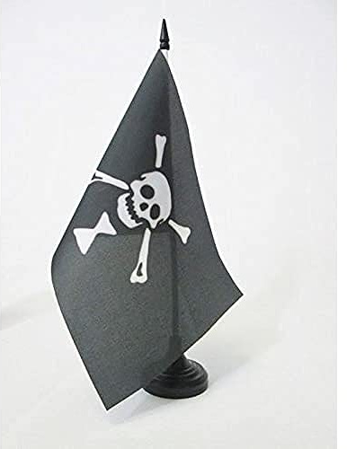AZ FLAG bordsflagga pirat Emanuel Wynne 21 x 14 cm - liten kontorsflagga Corsaire dödskalle 14 x 21 cm