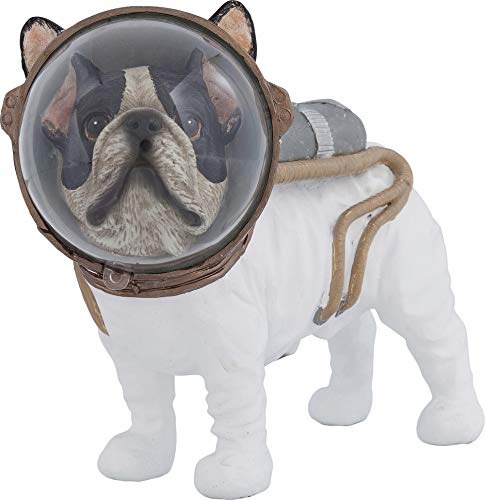 Kare Design Deko Figur Space Dog, Weiß/Schwarz, Deko Figur, Deko Objekt, Hund, 21x25x12 cm (H/B/T)