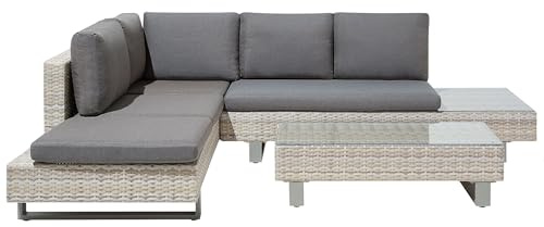Beliani Modernes Rattan Lounge Gartenmöbel Set grau und beige für 5 Personen Lanciano