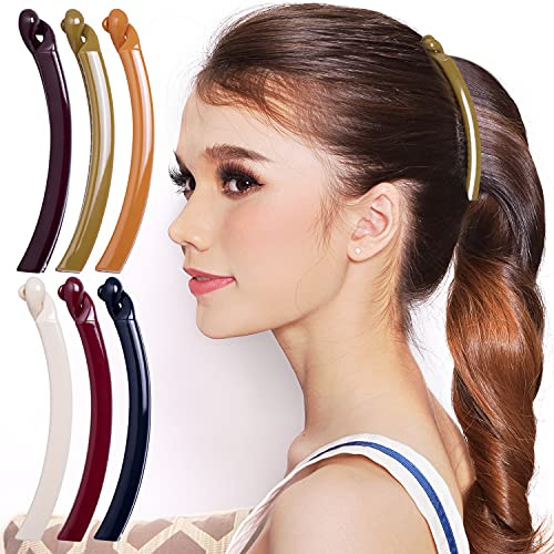 RC ROCHE 6 Stück Bananenspange Haare Banana Clip Damen, Medium Klassisch | Bananenklammer, Mehr Volumen, Starker Griff, für Dickes und Dünnes Haar, Hochstecken, Halboffene Frisuren, Arbeit, Alltag