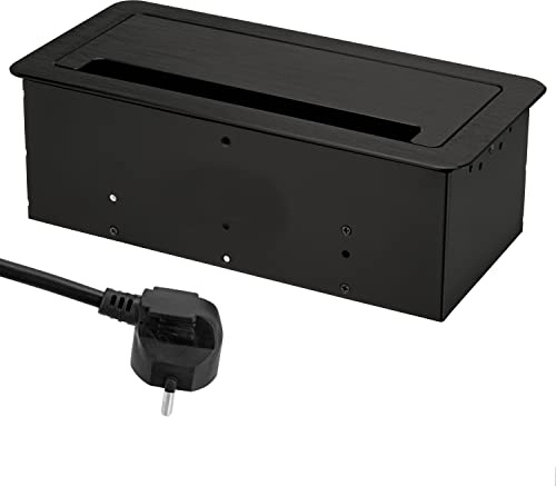 Versenkbare Einbausteckdose 2er, USB-A, USB-C, LAN Internet, Aluminium-Druckguss, Softklappe