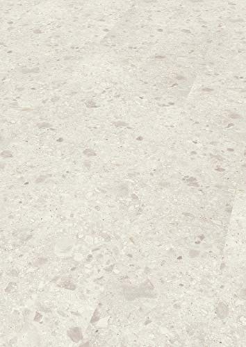 EGGER Triestino Terrazzo Weiss Home Laminatboden EHL137 (8mm, 2,535m²) | authentische Steinoptik | | Einfache Verlegung durch CLIC It System | Praktisch & wertbeständig