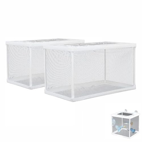 2 Stück Breeding Box, Schwimmende Laichkasten, Aquarium Fische Brutkasten, Geeignet für Aquarien, isolieren Sie Sämlinge und unterstützen Sie die Inkubation und Reproduktion(Weiß)