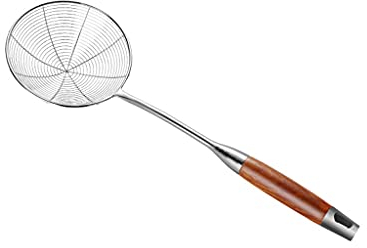 WRLRUILIAN Cucharas de café espresso, colador de araña de acero inoxidable, cuchara de espumadera profesional para freír y cocinar con mango largo, colador de pasta, cucharas de té (tamaño pequeño)