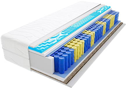 Godre Matratze 70x200 cm Doppelmatratze, H3 & H4 Federkernmatratze, Taschenfederkernmatratze 20 cm Hoch Seegras Profilierter Visco Memory Hypoallergene, HR-Schaum Romeo Gras Visco Molet