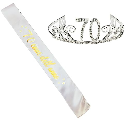 70 Compleanno Fascia in Italiano - Tiara Corona per 70 Anni Donna - Coroncina Decorazioni Addobbi
