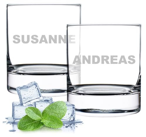 polar-effekt Trinkglas 2er-Set personalisiert mit Wunschgravur - 320 ml Volumen - Universalgläser als Wassergläser Saftgläser Schorlegläser - Geburtstag, Weihnachten - Cocktailglas