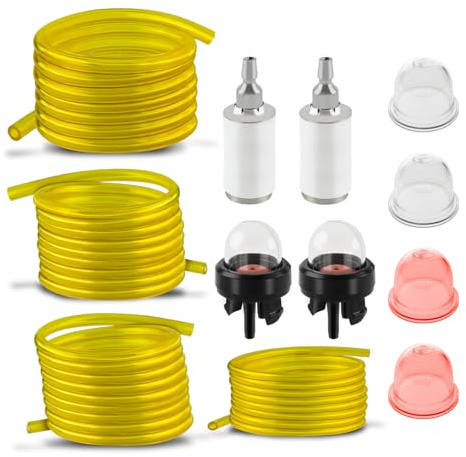 MOTOALL 4 Size Fuel Line Hose 16 Feet Petrol Tubing for Zama Stihl Poulan Weedeater Craftsman Husqvarna Trimmer Chainsaw Blower Common Weedeater 2 Cycle with Fuel Filter and Primer Bulb