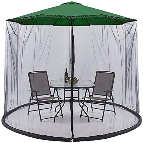 TRGCJGH Zanzariera per Ombrellone da Giardino, Zanzariera per Ombrellone da Patio, Zanzariera A Rete in Poliestere, Zanzariera A Baldacchino Universale con Porta con Cerniera E Corda Regolabile,Black