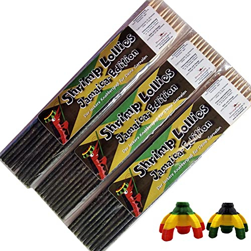 Shrimp-Lollies Jamaica-Edition (3x10 Stück) + Zwei Halter/Garnelen Lollies Futter Sticks Futterstangen