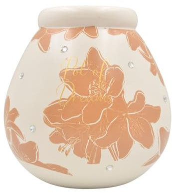 Pot of Dreams Fleur Flower Funds Save And Smash Handcrafted Orange & Beige Color Ceramic Money Box Piggy Bank | Perfect Decorative Gift Centrepiece living room & Bedroom