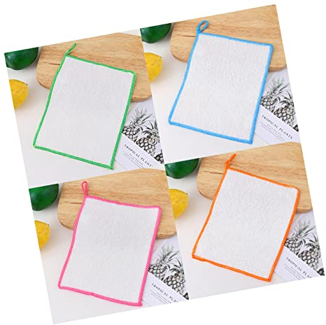 Lot de 8 chiffons de nettoyage en bambou avec sac de rangement – en 4 couleurs différentes | Chiffons en bambou durables pour cuisine et salle de bain | Rend votre maison propre et hygiénique