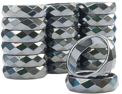 RICHRAIN 50 100 200 Bulk Kristallringe Hämatit Ring Lot Schmuck Großhandel magnetisch facettiert Band (20 Stück)
