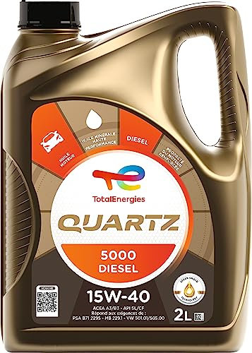 TotalEnergies Quartz 5000 Diesel 15W-40, Huile moteur, 2 litres