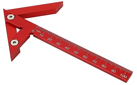 Medidor Central de Aluminio 105mm para Carpintería - Regla de Precisión con Ángulos 45° y 90° para Líneas Centrales en Madera, Herramienta de Medición para Corte y Marcado