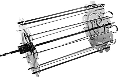 Cage à brochettes de barbecue, cage à brochettes en acier inoxydable avec 10 brochettes, résistante à la chaleur, rôtisserie, brochette à viande antiadhésive, cage de barbecue pour four, grill, outils