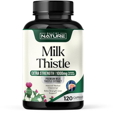 Built by Nature Milk Thistle Liver Detox Supplement with Silymarin Extract & Dandelion Root – Gentle Herbal Liver Cleanse for Men & Women - Liver Health Support - Non-GMO - 120 Veggie Capsules