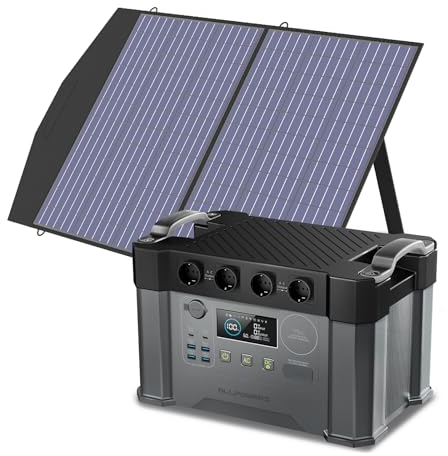 ALLPOWERS S2000 Pro 2400W Tragbares Powerstation mit 100W Faltbares Solarpanel, 1451Wh AKKU Solargenerator mit 4x 2400W AC Steckdose, Mobiler Stromspeicher für Notstrom Camping Wohnmobile Reise