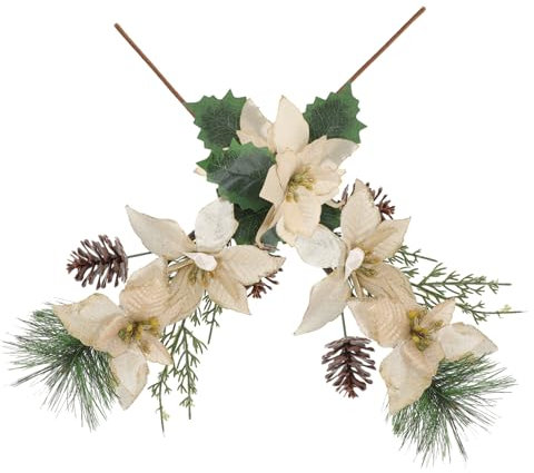 HOOTNEE 2stücke Künstliche Weihnachtssternstiele Als Blumenstecker Für Weihnachtsdeko Weihnachtsblumenschmuck Mit Realistischem Aussehen Für Partydekoration