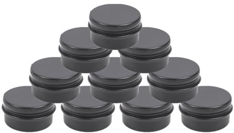 PQPAUTY 100 Stück Leere 30 ml Rund Matt Schwarz - 47mm x 24mm Aluminium Schraubdose Cremedose Dosen mit Schraub-Deckel 30ml Aludose Blechdosen für Kerze Salben Kosmetik