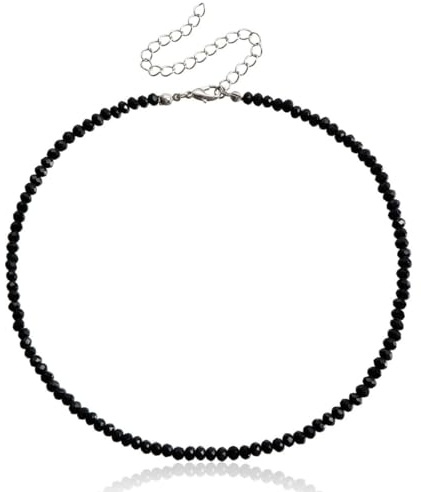 SCJJZ Ketten für Damen,Halskette aus Kristallglasperlen, Bohemian-Halskette für Damen und Mädchen (schwarz)