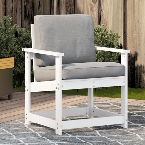 Homgoday Gartenstuhl Garten Essstuhl Balkonstuhl Gartenstühle Relaxstuhl Sessel Stuhl Gartensessel Holzstuhl Balkonstühle Relaxsessel Gartenmöbel Weiß 62x55x77 cm Massivholz Kiefer