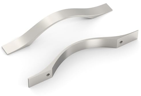 FURNIWARE 10 Stück Schrankgriffe, Möbelgriffe Gebürstetes Satin-Nickel 96mm Lochabstand Küchengriffe Griffe Möbel Schubladengriffe Griffe für Küchenschränke Schränke Schubladengriffe