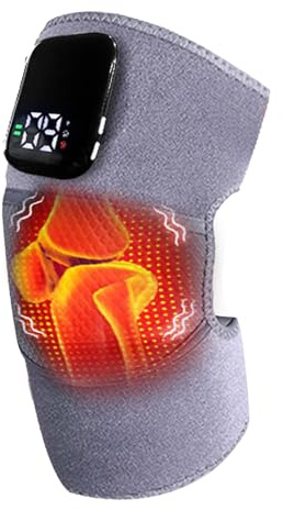 CEIEVER kabelloses Knie Massagegerät, Beheizte Knie Brace Wrap mit 5 Temperaturstufen und 3 Vibrationsstufen Kniemassagegerät Kniewärmer für Gelenkschmerzen Relief und Muskelentspannung (grau)