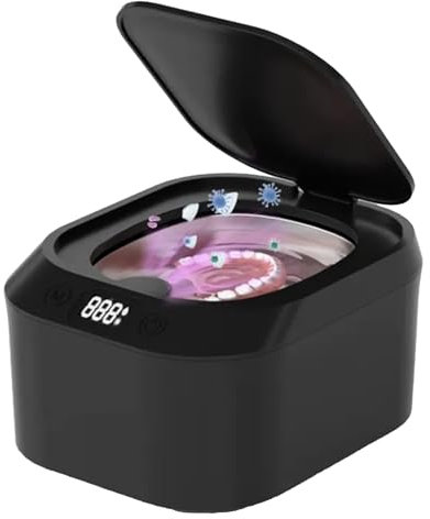Nightcarbon Ultrasonic Retainer Cleaner | UV sterilizer for Dentures, Aligner, Mouthguard, Jewelry, Toothbrush Head, 220ML Portable Retainer Cleaner Machine deep Cleaning