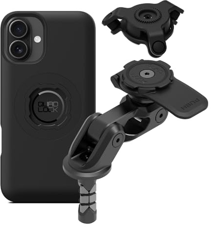 QUAD LOCK Gabelschaft-Handyhalterung für Motorrad PRO mit Vibrationsdämpfer und MAG-Hülle für iPhone 16 Plus