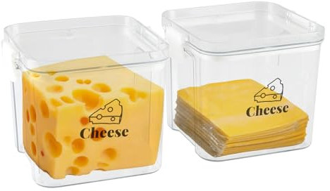 Set di 2 Porta Formaggio da Frigorifero, formaggio a fette Contenitore per Formaggi con Coperchio Salva Formaggio Sovrapponibile Sicuro per Gli Alimenti e Privo di Bpa Contenitore Formaggio per Frigo