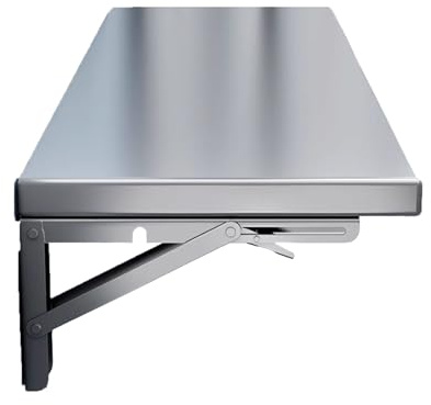 An der Wand montierter Klapptisch, Klappbares Wandregal aus Edelstahl 304, Metall, Schwebender Schreibtisch, for kleine Räume, for Waschküche, Hausbar, Küche, Garage, Hauswirtschaftsraum(27.5x11.8in/7
