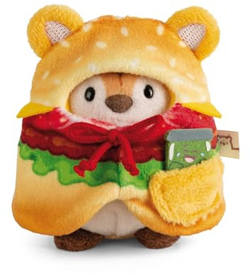 NICI Kuscheltier Tiger Tiggy 8cm mit Gurkenglas & Hamburgerkostüm in Geschenkbox - beige - Stofftier aus weichem Plüsch, Plüschtier zum Kuscheln und Spielen, für Kinder & Erwachsene - 61656