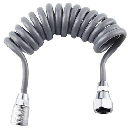 TYMYW Bidet Schlauch für Toilette Flexibler Feder G1/2 Messing-Anschluss Spiralschlauch,Grau,118.11In