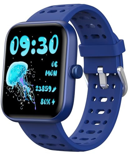 Gydom Kids Smart Watch, 1.83 Touchscreen Kids Fitness Watch, Without/With APP Mode, Heart Rate/Sleep Monitor, IP68 Waterproof, Puzzle Games Alarm Clock for Girls Boys Teens 5-16, 81 Sport Mode, Blue