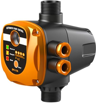 Roadtime Elektronische Druckschalter Wasserpumpe, Druckwächter Wasserpumpe Max. 10 Bar, Pumpensteuerung Druckpumpe Wasserdicht IP54, Gartenpumpe Durchflusswächter 220-240V mit Stecker