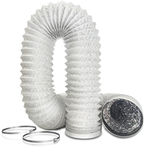 Aygrochy Tubo di scarico in PVC da 150 mm, tubo di ventilazione da 3 m, con 2 fascette stringitubo in acciaio inox, per aria condizionata, asciugatrice, ventilatore di scarico, cappa aspirante