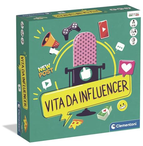 Clementoni - Vita da Influencer, Gioco da Tavolo Strategico e Divertente per Aspiranti Content Creator, Sfide Social tra Post, Like e Follower, 2-4 Giocatori, Made in Italy, Lingua Italiana, 16663