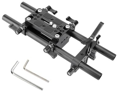 ISTOVO Plaque de D'Appareil Photo Pro DSLR Support de D'Épaule Plate-Forme de de Trépied avec Support D'Objectif Tiges de 15 mm (A)