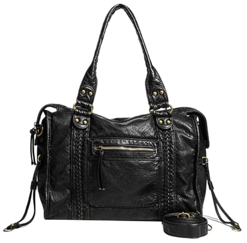 TIAASTAP Vintage City Bag Damen – PU Ledertasche Handtasche Groß Shopper Tasche Y2K Schultertasche Arbeitstasche Uni Japanese School Bag, Damen-Henkeltaschen für Frauen