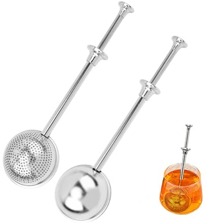 Lot de 2 infuseurs à thé pour thé en vrac 304 inoxydable boule à thé avec poignée télescopique pour sucre farine epices