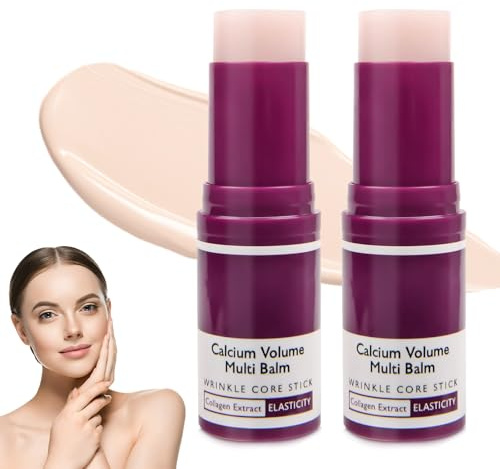 Lot de 2 baumes multi calcium, anti-âge et raffermissant coréen Skincare Stick, Calcium Volume Multi Balm, coréen Make Up Eye Tightener, crayon hydratant au collagène pour les yeux, le visage et le