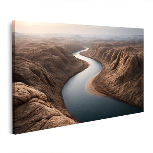 islandburner Quadro su tela, affascinante curvatura del fiume nel canyon, decorazione da parete per soggiorno per gli amanti della natura, edizione Y1