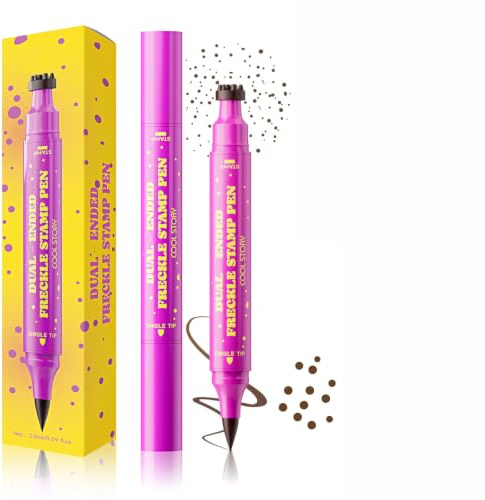 Feutre Taches de Rousseur Double Tête, 2 en 1 Fake Freckles Pen | avec Tampon Innovant,Longue Tenue Imperméable Stylo de Maquillage pour Effet Naturel (Caramel)