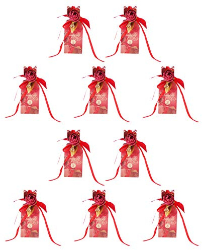 Gucagle 10 Cajas de Dulces Cajas de Regalo con Cintas Decoración Elegante Forma de Jarrón Cajas de Regalo de Cartón para Bodas Fiesta de Cumpleaños Favores de Fiesta Sorpresa (Trompeta Floral Retro)