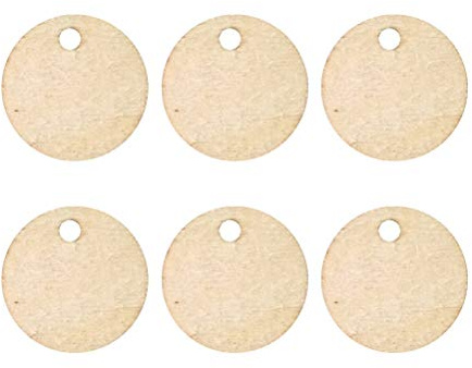 VOSAREA 50 Stücke Runde Holzscheiben mit Loch Holzanhänger Holz Streudeko für Rustikale Deko Hochzeit Kalender Countdown DIY Scrapbooking Handwerk 2cm
